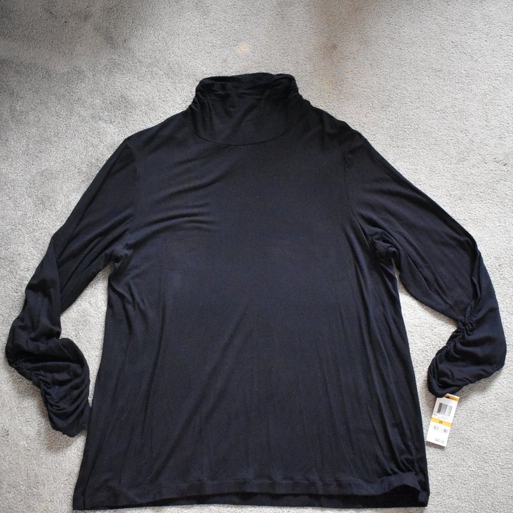 Alfani Turtleneck Ruched Black 3X NWT